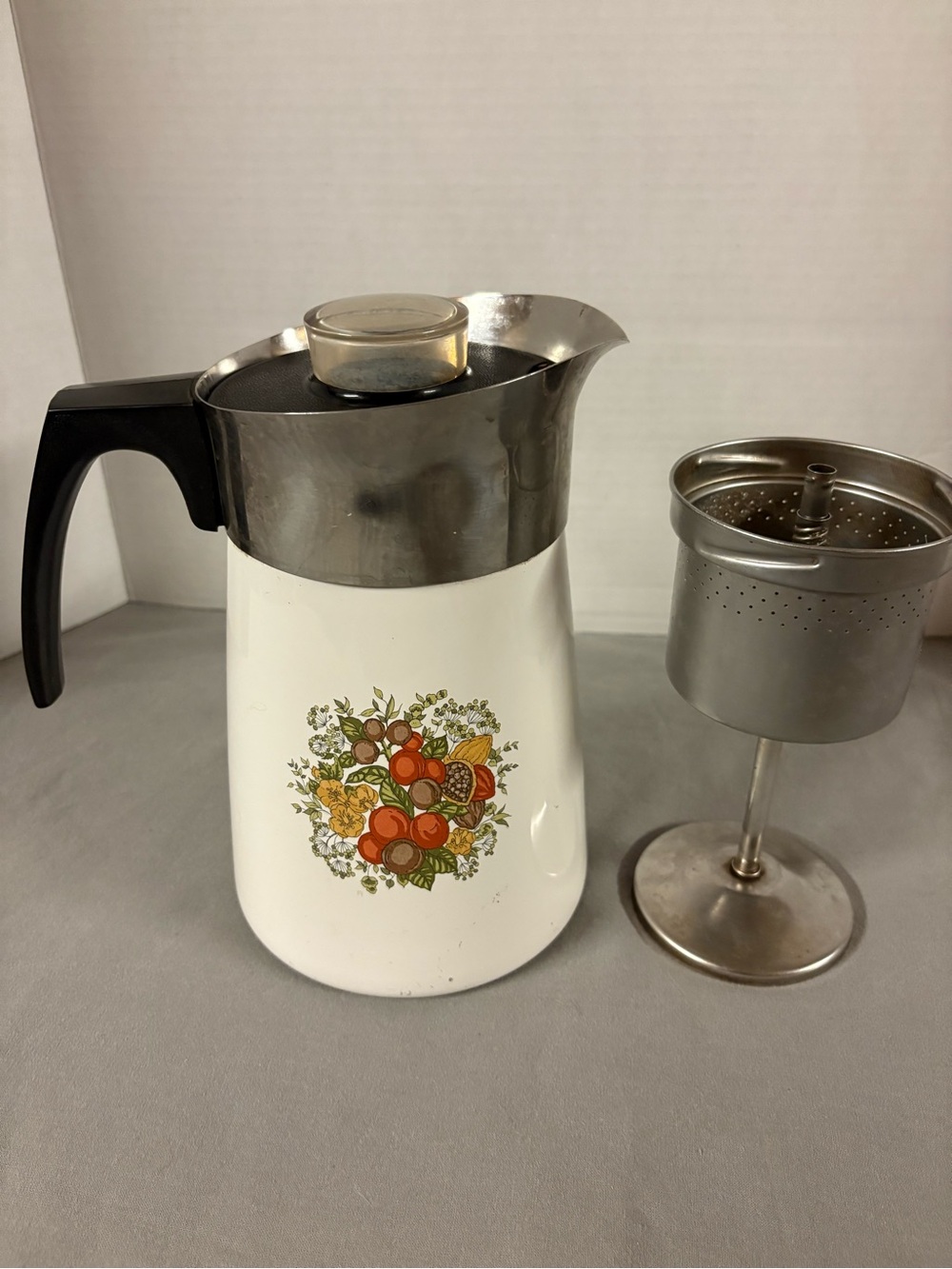 Vintage Corningware Spice of Life Pattern Coffee Percolator Stovetop